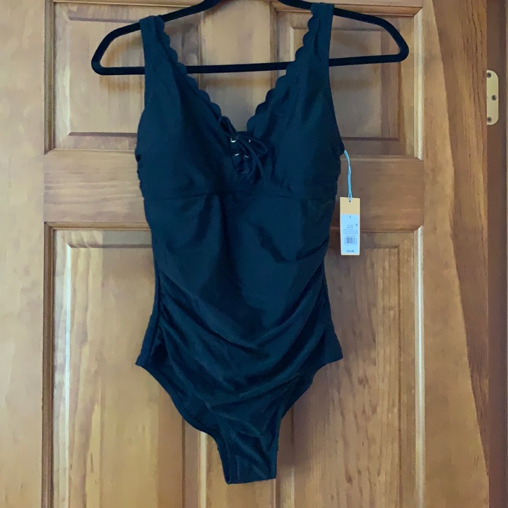 Women’s black, small one piece bathing suit!